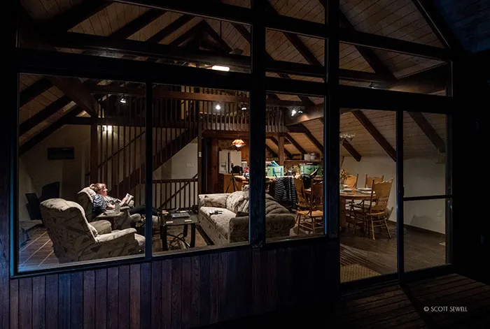 The living room at night